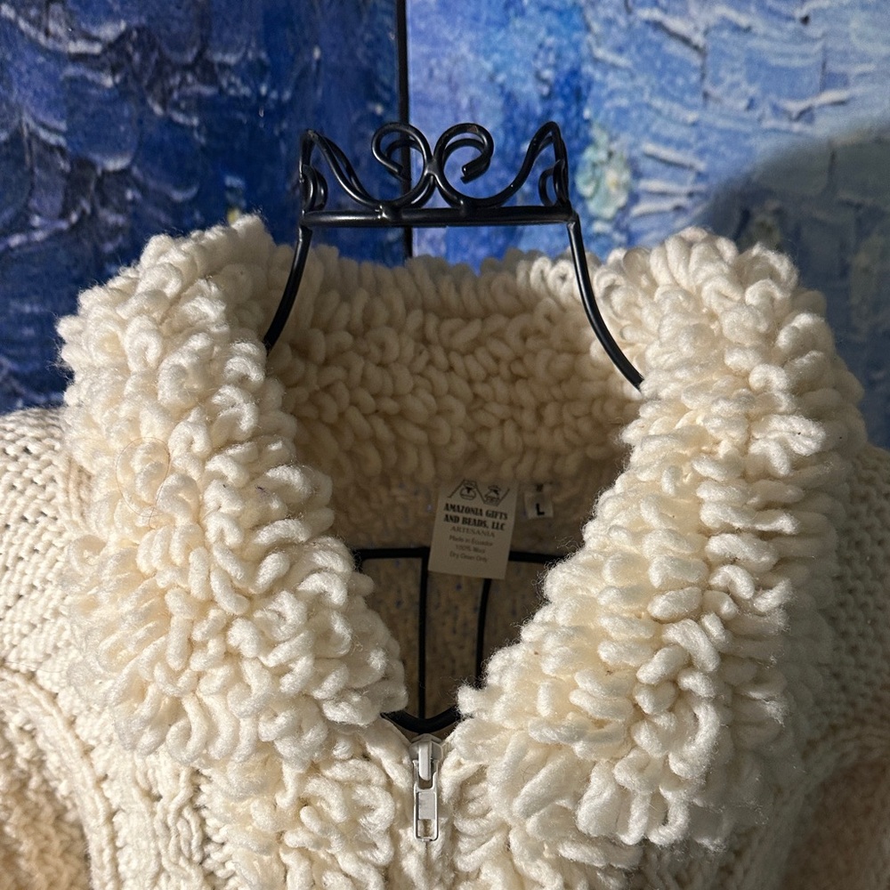 Cozy Cream Knit Cardigan brand new Ecuadorian handmade warm sweater precious